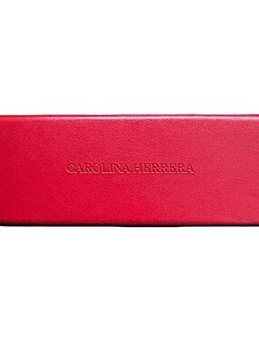 CAROLINA HERRERA Red Leather Eyeglasses Case Hard Shell 6” Rectangle